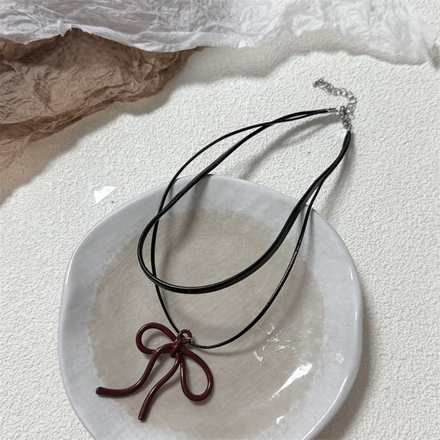 Bow Layered Necklace / Drop Earring