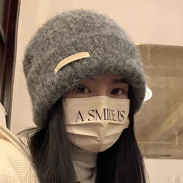 Plain Knit Applique / Ribbed Beanie