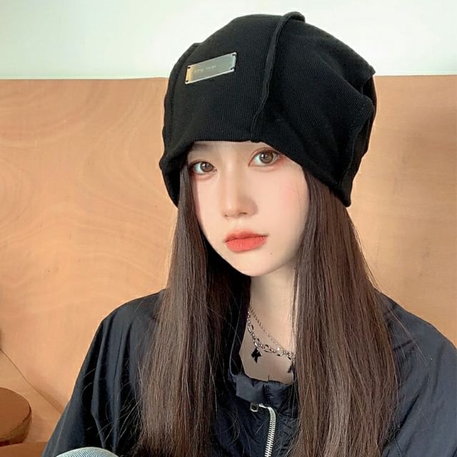 Ribbed / Beanie Panel Knit Plain