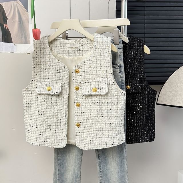 Plaid Tweed Vest