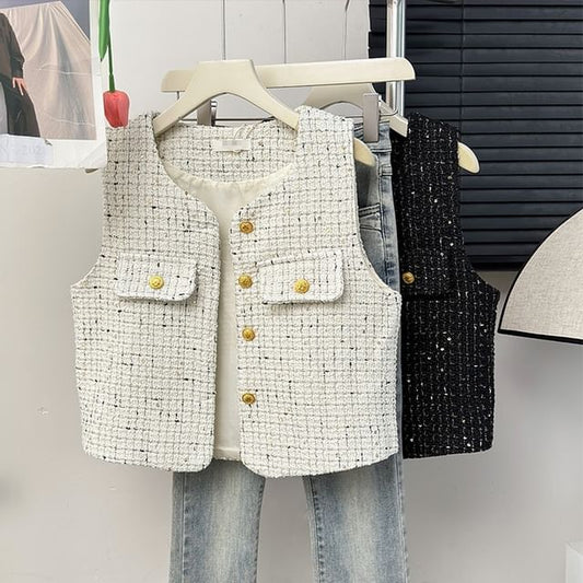 Plaid Tweed Vest