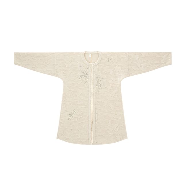 Hanfu Flower Open Front Jacket / Wide Leg Pants / Set