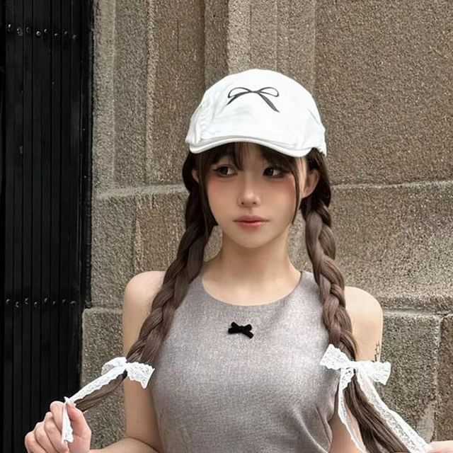 Cap Bow Print Newsboy