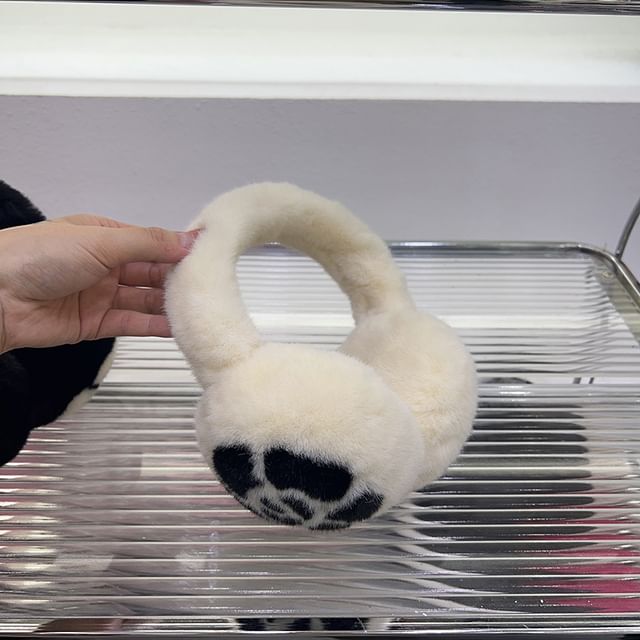 Print Floral / Bow Set Ear Scarf Muffs Fluffy