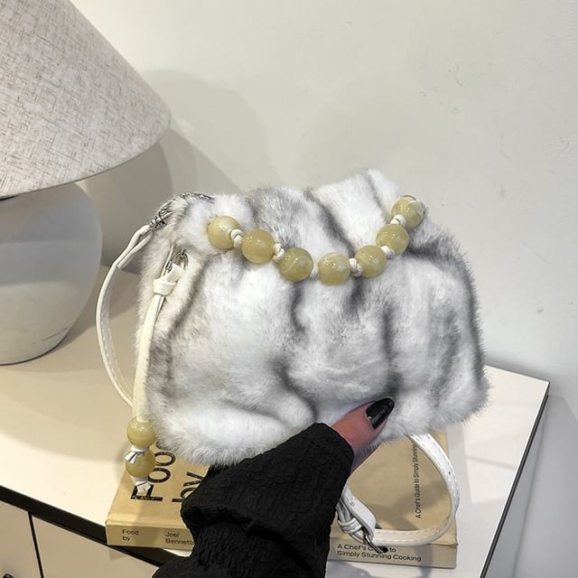 Beaded Fluffy Crossbody Bag
