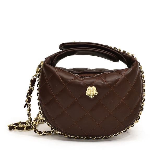 Quilted Chain Strap Faux Leather Crossbody Bag