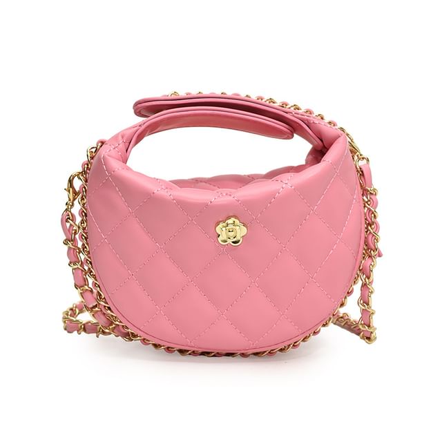 Quilted Chain Strap Faux Leather Crossbody Bag