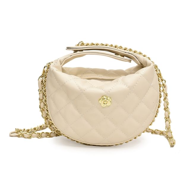 Quilted Chain Strap Faux Leather Crossbody Bag