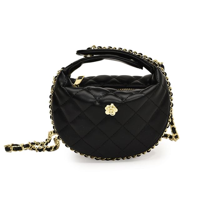 Quilted Chain Strap Faux Leather Crossbody Bag