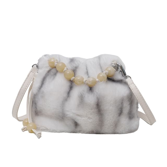 Beaded Fluffy Crossbody Bag