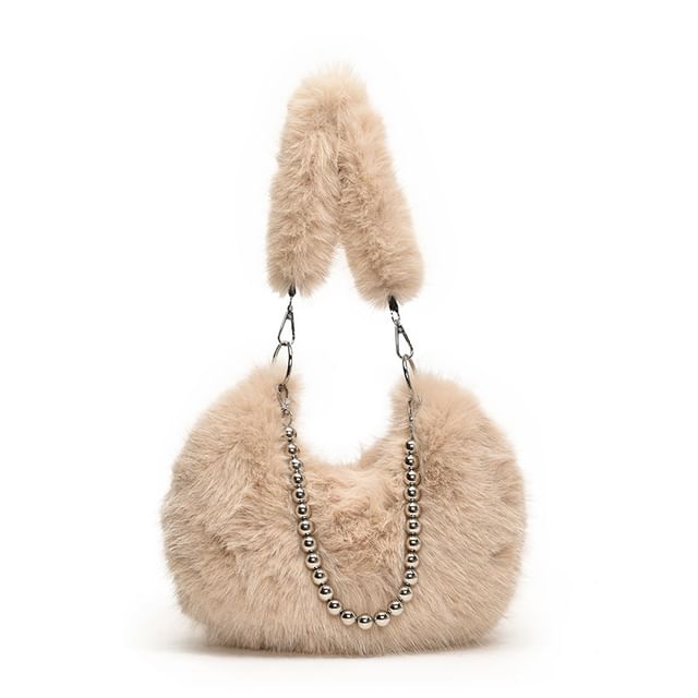 Beaded Fluffy Shoulder Bag