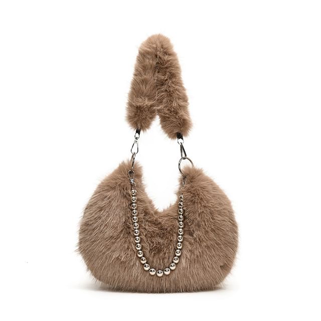 Beaded Fluffy Shoulder Bag