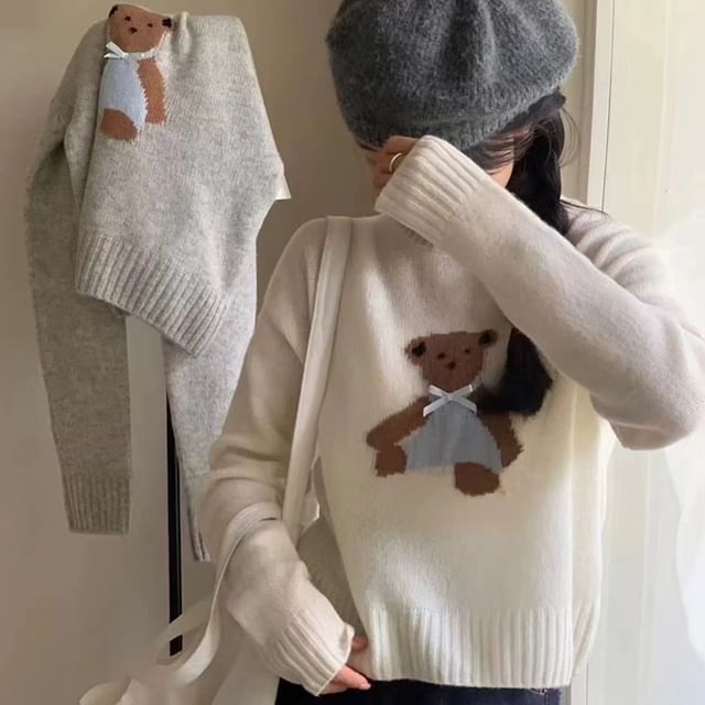 Bear Embroidery Sweater Crewneck