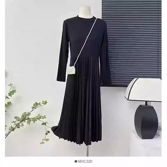 Set: Gingham Tweed Vest + Pleated A-Line Dress