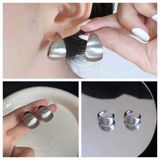 Earring Metallic Sterling Thick Silver Hoop