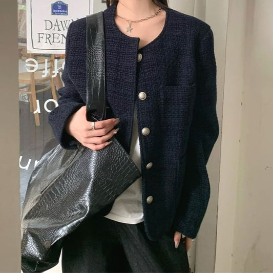 Tweed Button-Up Jacket