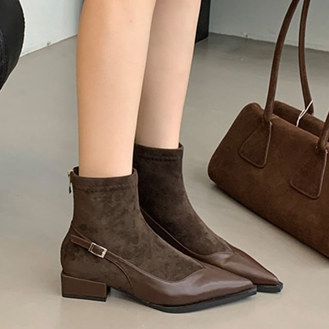 Heel Low Toe Boots Short Pointed