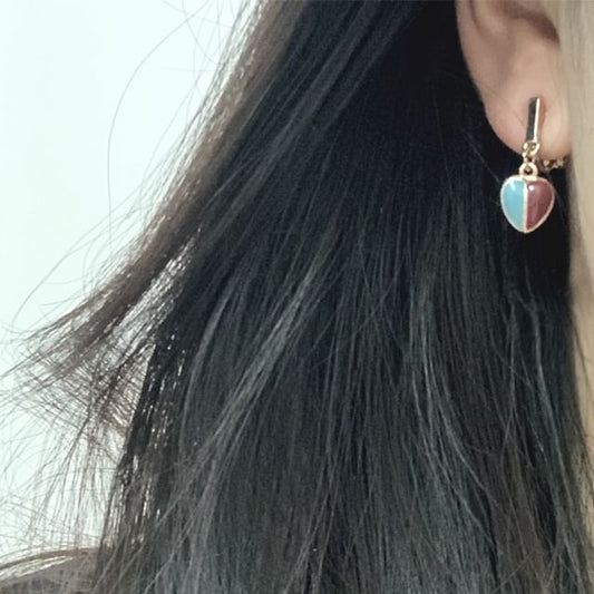 Earring Heart Glaze Drop Alloy