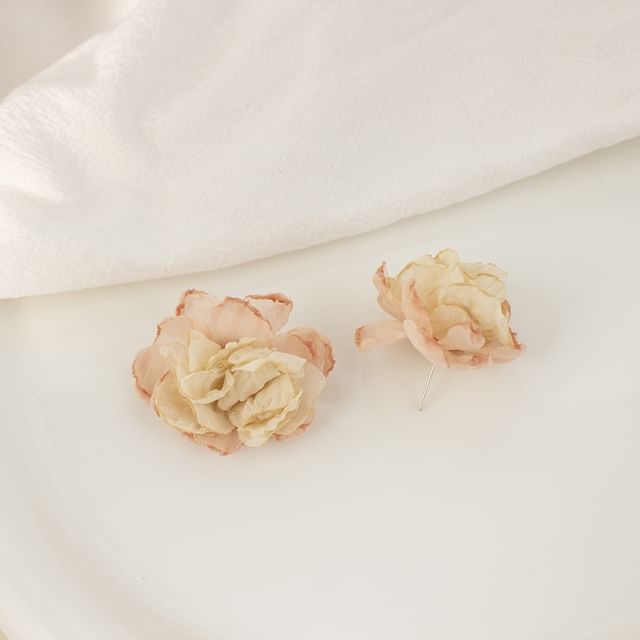 Earring Floral Fabric Stud