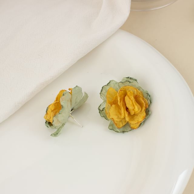 Earring Floral Fabric Stud