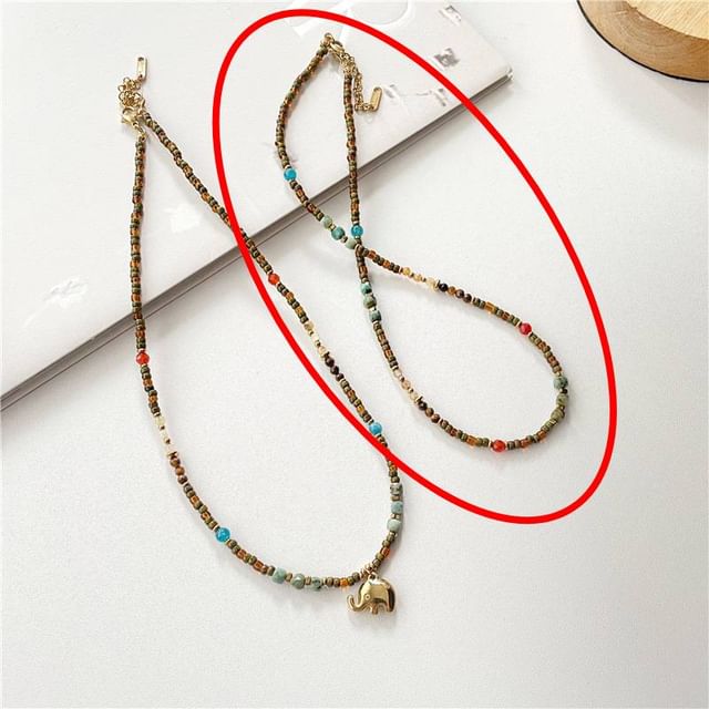 Necklace Elephant Beaded /