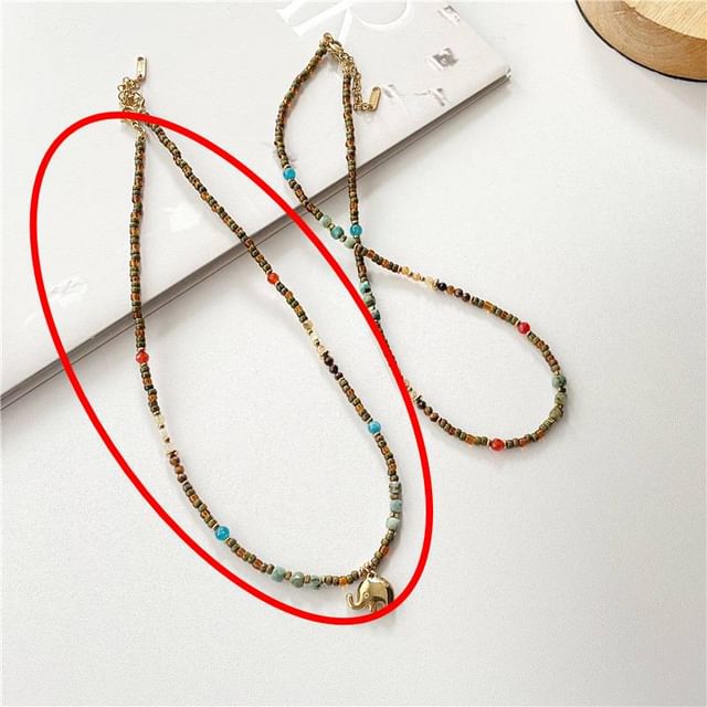 Necklace Elephant Beaded /