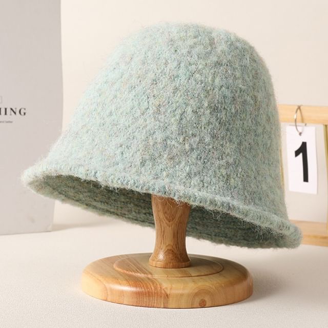Bucket Hat Knit Fuzzy Plain