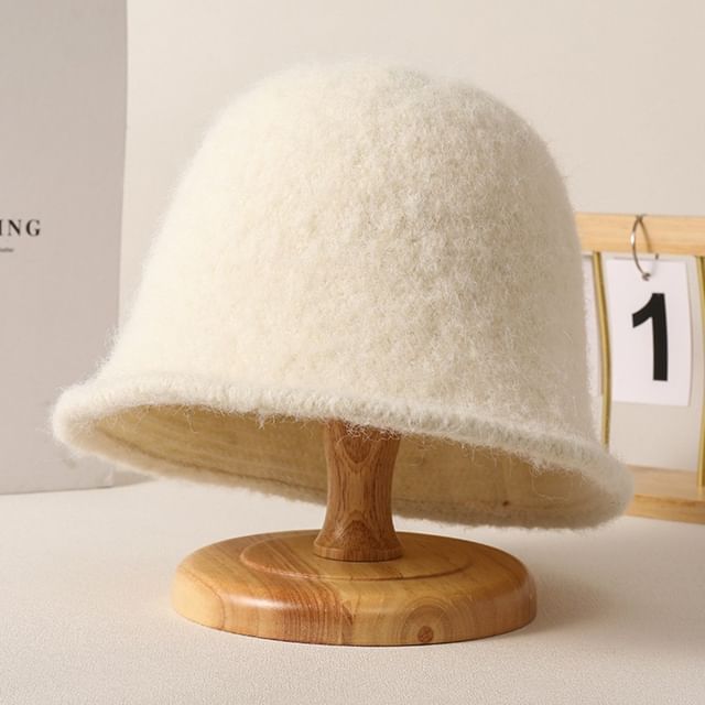 Bucket Hat Knit Fuzzy Plain