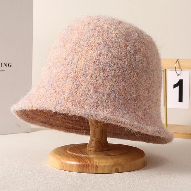 Bucket Hat Knit Fuzzy Plain
