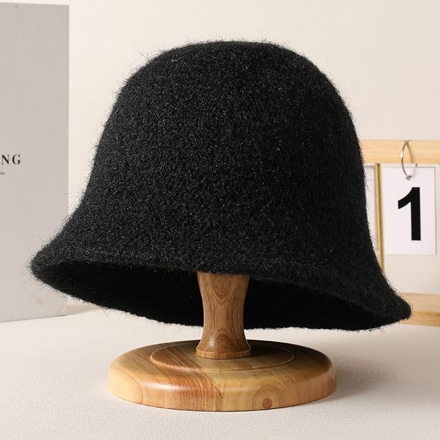 Bucket Hat Knit Fuzzy Plain