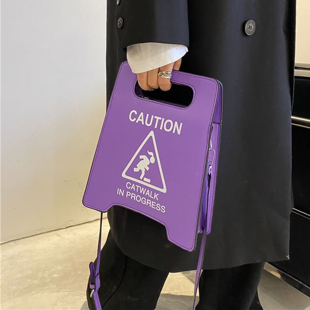 Leather Bag Faux Crossbody Lettering