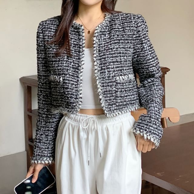 Plaid Tweed Cropped Jacket
