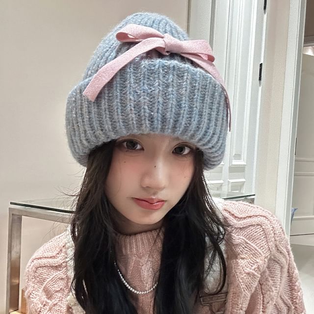 Beanie Ribbed Bow