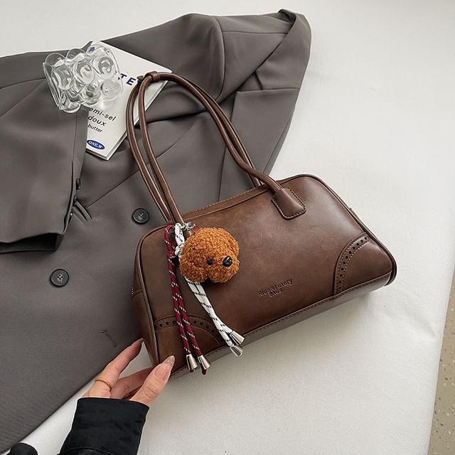 Bag Charm Bowler Set Leather / Washed Faux