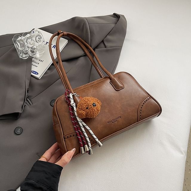 Bag Charm Bowler Set Leather / Washed Faux