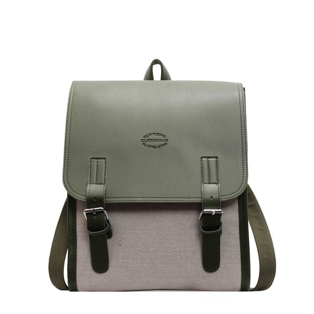 Two Backpack Tone Buckled Flap
