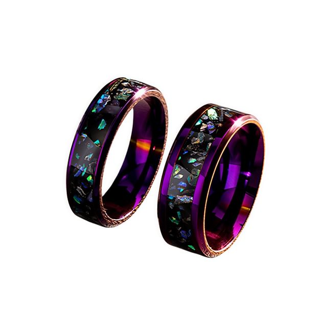 Couple Matching Shell Inlay Ring