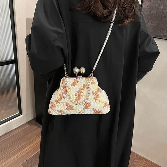 Patterned Faux Pearl Crossbody Bag