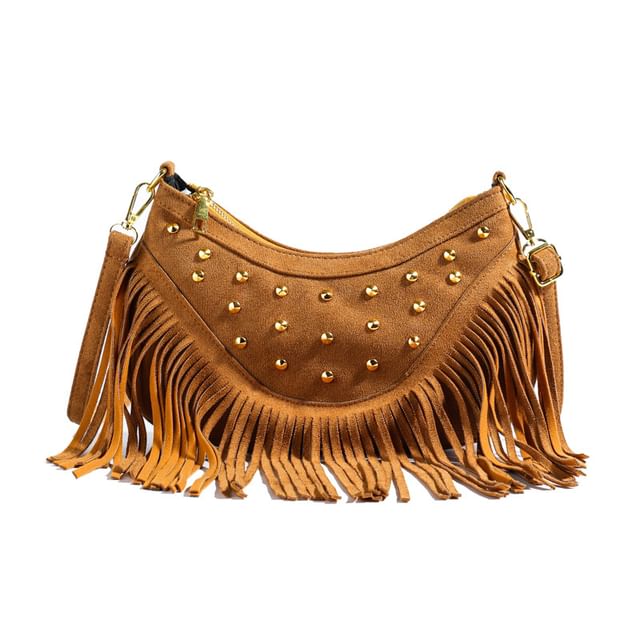 Studded Tassel Crossbody Bag