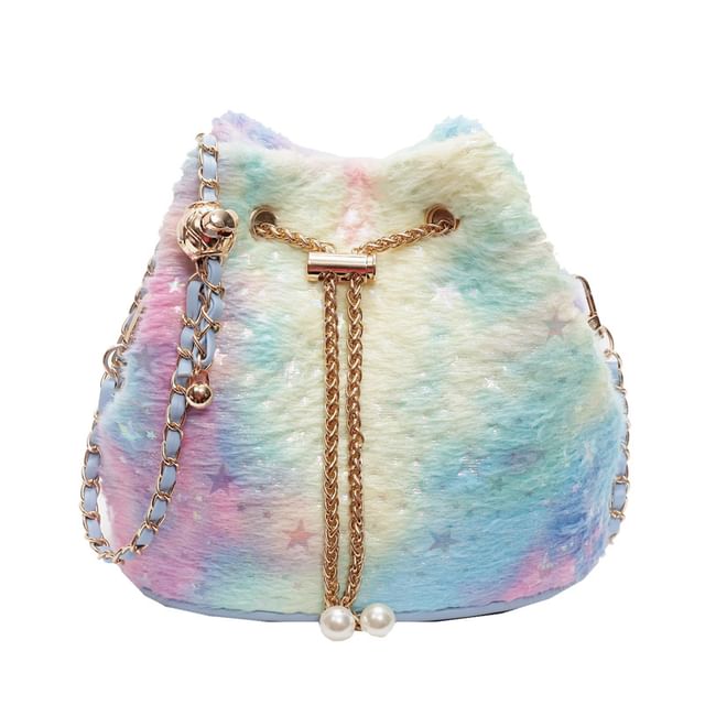 Gradient Star Print Chain Strap Bucket Bag