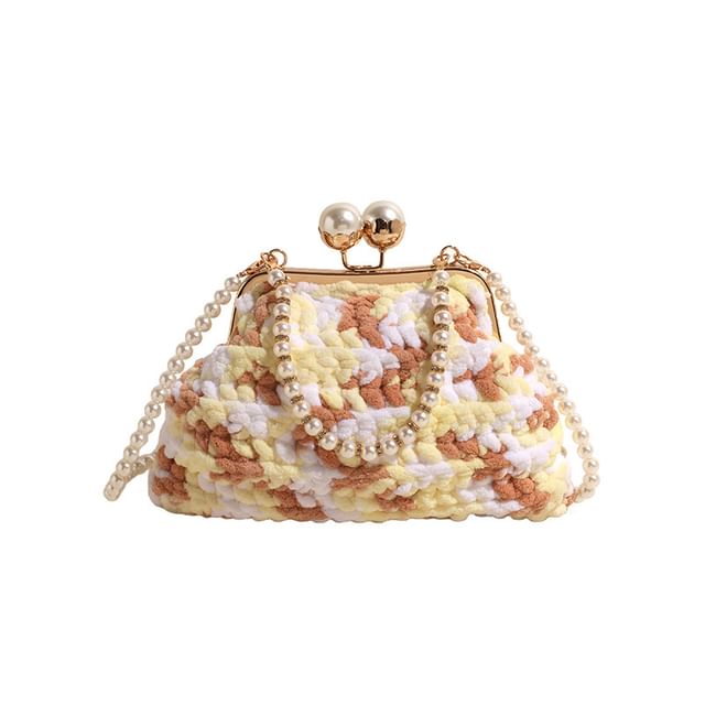 Patterned Faux Pearl Crossbody Bag