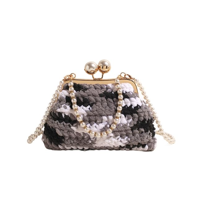Patterned Faux Pearl Crossbody Bag
