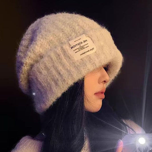 Two Plain Fluffy Tone Beanie /