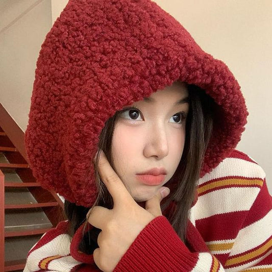 Plain Fleece / Tie-Up Hat Beanie Knit Cable