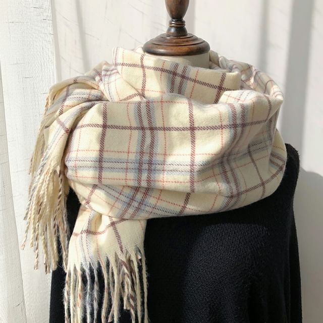 Scarf Plaid Fringe