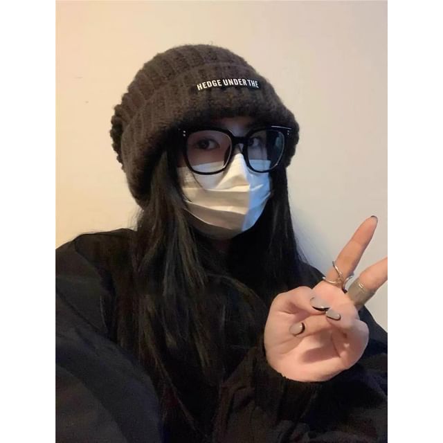 Hat / Bear Plain Ear Beanie Fluffy Ribbed