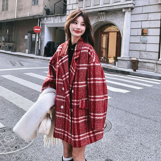 Plaid Oversized Double-Breasted Coat