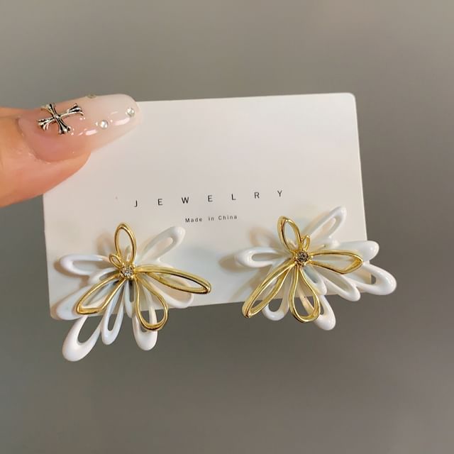 Earring Glaze Alloy Floral Stud