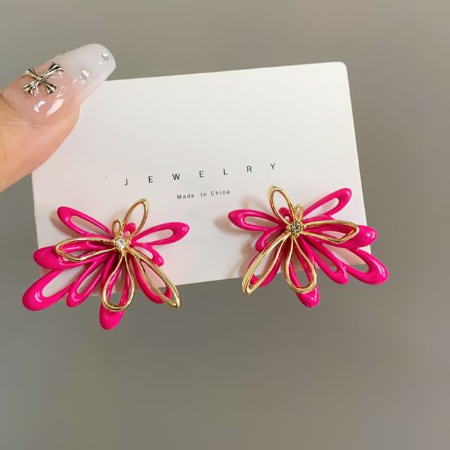 Earring Glaze Alloy Floral Stud