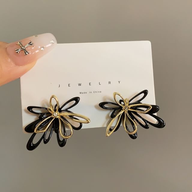Earring Glaze Alloy Floral Stud